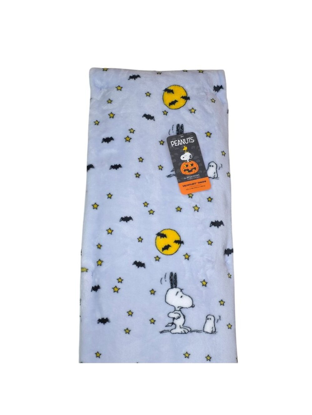 Peanuts Snoopy Halloween Velvetloft Throw Blanket 60" x 70" Berkshire Bats Moon